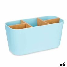 Tandborsthållare Blå Bambu polypropen 21 x 10 x 9 cm (6 antal)