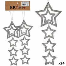 Juldekorationer Silvrig Plast Glitter Stjärna 19 x 0,2 x 23 cm (24 antal)
