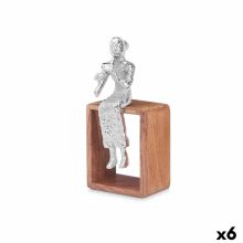 Prydnadsfigur Blockflöjt Silvrig Trä Metall 13 x 27 x 13 cm