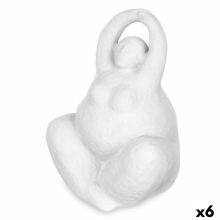 Prydnadsfigur Vit Dolomite 14 x 18 x 11 cm (6 antal) Kvinna Yoga