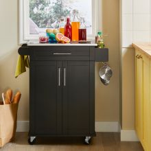 Köksö på hjul, Köksöar, Arbetsbord Kök, serveringsvagnar, med 1 lådor, med 2 dörrar, FKW110-SCH
