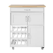 Köksskåp med hjul serveringsvagnar med 1 lådor köksö på hjul vit Längd 67 cm Bredd 38 cm Höjd 86 cm FKW45-WN