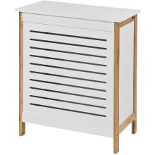 Tvättkorg med klädd insida Förvaringslåda med lock Längd 50 cm Bredd 30 cm Höjd 60 cm FSS66-WN