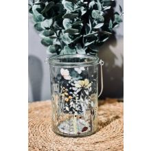 Ljushållare Lykta Blommor Fjäril Glas 15 cm