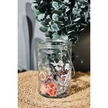 Ljushållare Lykta Blommor Fjäril Glas 15 cm