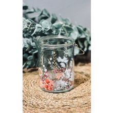 Ljushållare Lykta Blommor Fjäril Glas 10 cm