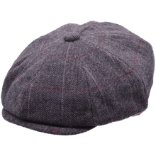 Grå tweed newsboy keps