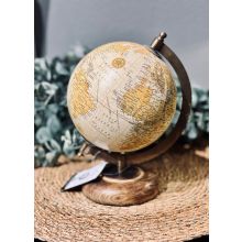 Jordglob 13 cm Träfot Beige