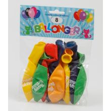 Ballong Happy Birthday 8-pack Latex Mixade