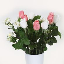 Rosbukett vit och rosa Love med vit Jasmin