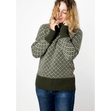 Stickad polo olive