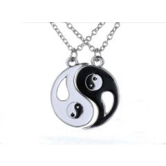 Dubbelt Halsband "Ying och Yang " i 925 Sterling Silverplätering