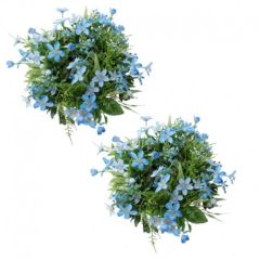 2-pack ljusmanschett för blockljus med blå blommor, innerdiameter 8 cm och ytterdiameter 22 cm