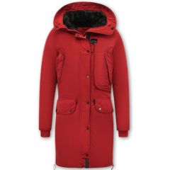 Lång Vinter Jacka Dam Röd - Storlek S