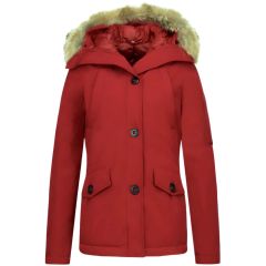 Kvinnors Vinterjacka Kanada Kort - Parka Sidfickor - R - R&ouml;d - Storlek S