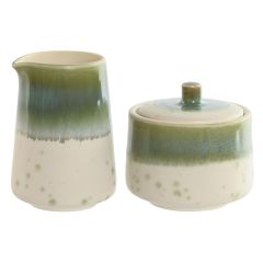 Mjölkkanna och sockerskål Home ESPRIT Vit Grön Porslin 250 ml 9 X 9 X 8,4 cm 2 Delar