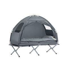 Enmanstält Campingsäng med tält Tältsäng med sovsäck luftmadrass och tillbehör grå OGS32-HG