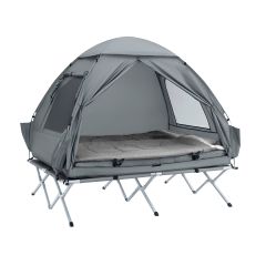 Campingtält 2 manna Campingsäng med tält Tältsäng med sovsäck luftmadrass och tillbehör grå OGS32-L-HG