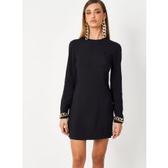 Elegant Chain-Trimmed Noir Dress