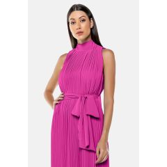 Pleated Chiffon Dress in Pink