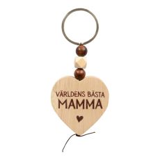 Nyckelring Världens Bästa Mamma Trä Hjärta Wooden Heart