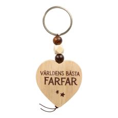 Nyckelring Världens Bästa Farfar Trä Hjärta Wooden Heart