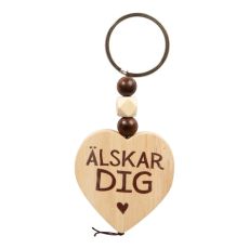 Nyckelring Älskar Dig Trä Hjärta Wooden Heart