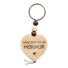 Nyckelring Världens Bästa Mormor Trä Hjärta Wooden Heart