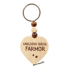 Nyckelring Världens Bästa Farmor Trä Hjärta Wooden Heart