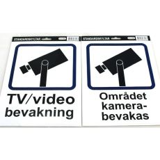 Skylt TV/Videobevakning PVC 30x40 cm