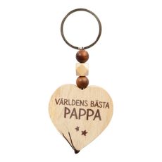 Nyckelring Världens Bästa Pappa Trä Hjärta Wooden Heart