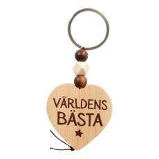 Nyckelring Världens Bästa Trä Hjärta Wooden Heart