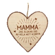 Hjärta Trä Mamma wooden heart