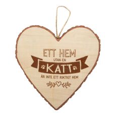 Hjärta Trä Katt wooden heart