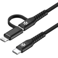 2-i-1-kabel USB-C - USB-C/Lightning 60W 1m Svart