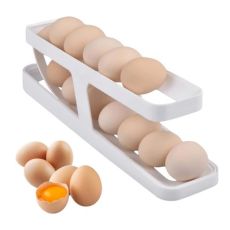 Äggbehållare för kylskåp, äggdispenser, ägghållare, äggförvaring för 12-14 ägg, dubbla lager, organizer för kök