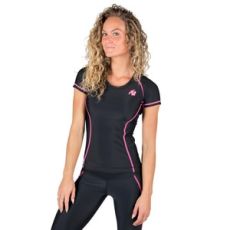 Carlin Compression Short Sleeve Top, black/pink, m