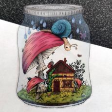 Klistermärke, 9,3 x 6,7 cm - Life in a jar, At home