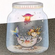Klistermärke, 14,9 x 10,9 cm - Life in a jar, Mermaid