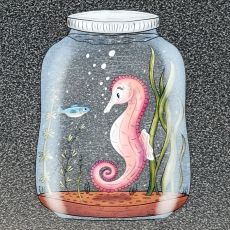 Klistermärke, 19,5 x 14,2 cm - Life in a jar, Seahorse