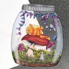 Klistermärke, 14,9 x 10,9 cm - Life in a jar, Sleeping cat