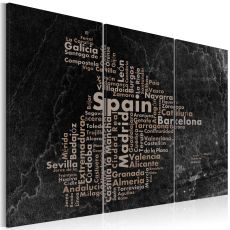 Tavla - Text map of Spain on the blackboard - triptych