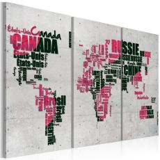 Tavla - Karta över världen (franska) - Triptych