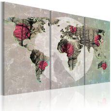 Tavla - Karta över Världen: Fullmåne - Triptych