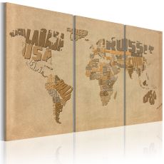 Tavla - Gamla världskarta - triptyken