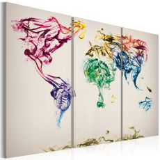 Tavla - Världskartan - färgad rök spår - Triptych