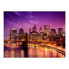 Fototapet - Manhattan och Brooklyn Bridge på natten