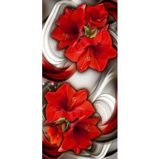 Dörrtapet - Photo wallpaper - Abstraction and red flowers I