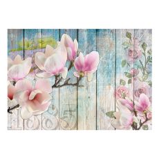 Fototapet - Pink Flowers on Wood