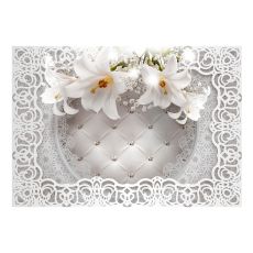 Fototapet - Lilies and Quilted Background